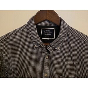 Charles Tyrwhitt Shirt Mens Med Blue White Checker Button Down Slim Fit Non Iron